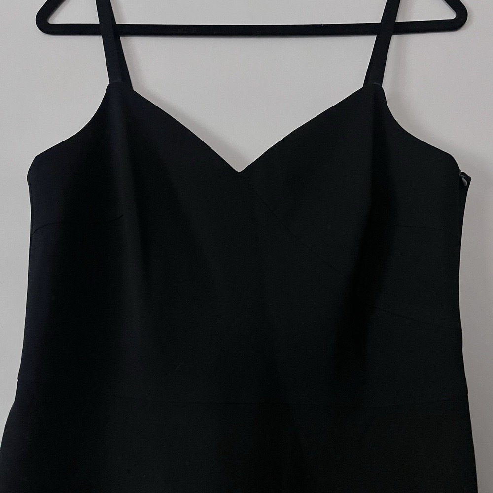 Black‎ Slip Dress Women's 12 Spaghetti Strap Midi Minimalist Little Black Dress - Picture 3 of 4